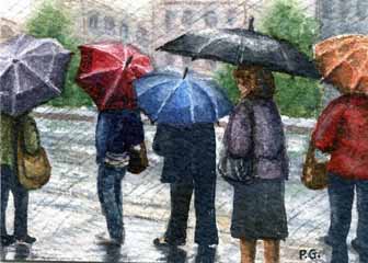 March Award - "City Rain" by Patricia Gergetz, West Bend WI - Watercolor, SOLD